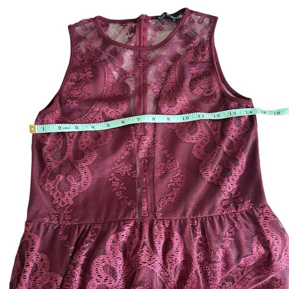 For Love & Lemons Red Lulu Lace Sheer A-Line Mini Dress Size S - Picture 10 of 13